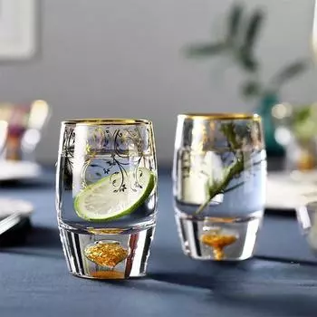 Изготовленные вручную японские стеклянные чашки из синего безсвинцового хрусталя из Пномпеня, простые стеклянные чашки для напитков и сока 210ml