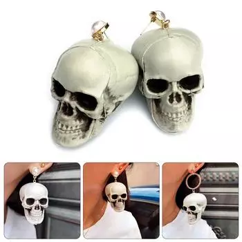 Изготовленные вручную серьги-кольца в форме черепа, стильные серьги из смолы, элегантное украшение для ушей для ценителей моды C