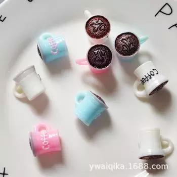 Изготовленный на заказ 3D брелок-подвеска в виде чашки кофе и еды - аксессуар из смолы ручной работы белый