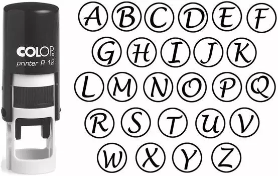 Изготовленный на заказ алфавитный штамп A-Z черными чернилами с монограммой, круглый резиновый штамп, саморисующийся начальный штамп COLOP Mini Stamper 12 Initial G