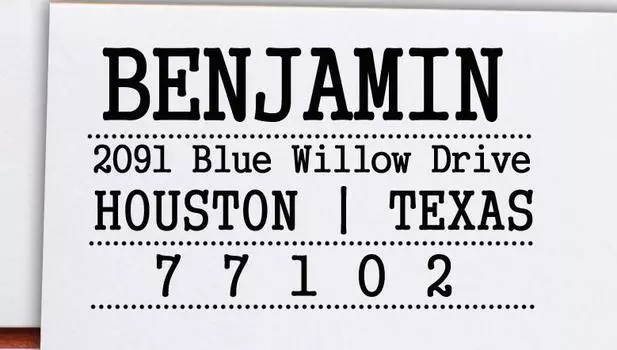 Изготовленный на заказ резиновый штамп на конверте с адресом этикетка с самонаклеивающейся краской персонализированный деловой обратный адрес штамп Approx. 2.4 x 1.4 Inches (Black Ink)