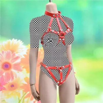 Изготовленный на заказ вручную лимитированный набор «Харнесс-бондаж с открытой грудью, рабский пояс и брюки» для масштабных экшен-фигурок, совместимый с моделями тел TBLeague и другими.