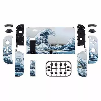 Изготовленный своими руками сменный корпус для eXtremeRate с узорчатой задней панелью для держателя ручки Switch, корпусом контроллера и полным набором кнопок Switch,