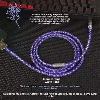 Изготовленный своими руками USB-C кабель для зарядки магнитной механической клавиатуры с белым светом для игр 8K 1.3m Magnetic Axis, 8K Rate