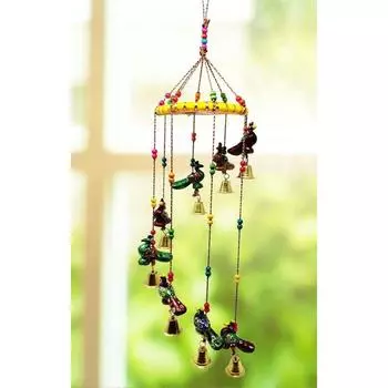 Изготовленный вручную из переработанного материала Павлин Раджастхани Дверь/Настенный подвесной декоративный экспонат (Синий, В-25 дюймов, Ш-5,5 дюймов)