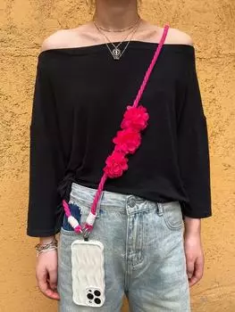 Изготовленный вручную, красочный шнурок для телефона, регулируемый, цветочные аксессуары, подвеска для камеры, рюкзак, кулон для телефона розовый