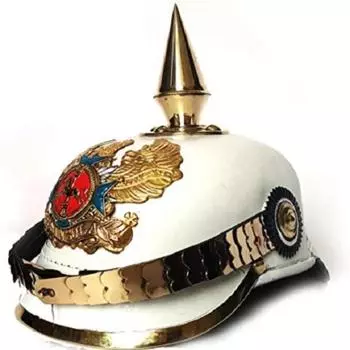 Изготовленный вручную немецкий кожаный шлем пикельхельм класса Имперской милитарии – внутренняя окружность 60 см, высота 27 см как