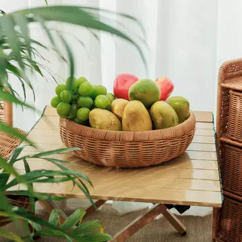 Изготовленный вручную ротанговый контейнер для хранения, винтажная подставка для хлеба, корзина для кухонных принадлежностей 30cmx7cm