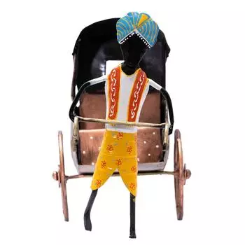 Изготовленный вручную железный рикша - винтажный настольный декор в раджастханском стиле, расписанный вручную, для дома и офиса, 12 дюймов - идеально подходит для гостиной