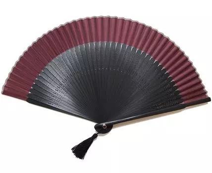 Изготовлено вручную мастером-веером для мужчин и коротких изделий из ткани шелк черного цвета 42 см, винный 126031 для женщин, веер, окрашенный в цвет кости, 22 см, (с кисточками),