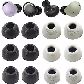 Изготовлены из пены высокой плотности и поликарбоната. Сменные вкладыши, совместимые со сменными наушниками Galaxy Buds 2 Pro/Galaxy Buds Pro S/M/L. чёрный