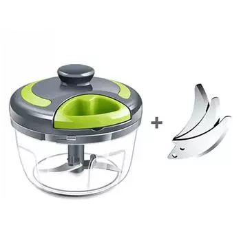 Измельчитель чеснока портативная мини ручная ручная мясорубка 500 мл серая с запасным лезвием