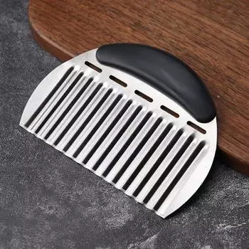 Измельчитель для картофеля из нержавеющей стали, измельчитель для овощей, фруктов, простой в использовании, волнистый дизайн лезвия, эргономичная ручка, нарезка для картофеля фри для морковных чипсов серебряный