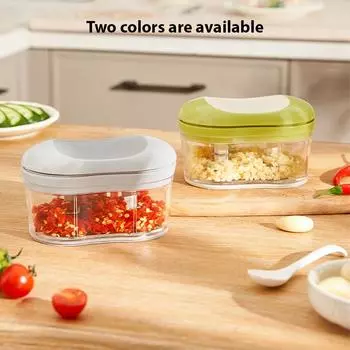 Измельчитель для овощей и чеснока, ручной измельчитель для лука, ручной резак для чеснока, кухонный комбайн для перца чили, кухонный инструмент зелёный