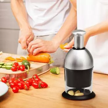 Измельчитель для пищевых продуктов Ручной измельчитель для овощей, измельчитель для нарезки кубиками, ручной толкатель, измельчитель из нержавеющей стали, нескользящий, многофункциональный, можно мыть в посудомоечной машине CHINA