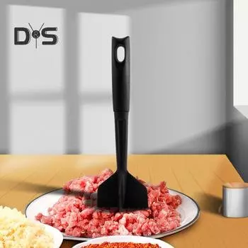 Измельчитель фарша, блендер для мяса, кухонный инструмент, пресс для мяса для бургеров, толкушка для картофеля, антипригарное кухонное приспособление с эргономичной ручкой чёрный