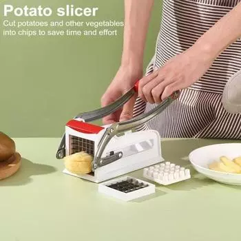 Измельчитель картофеля и резак для картофеля фри, овощерезка с безопасным присоской, устройство для быстрого приготовления картофеля фри, режущий инструмент для приготовления картофеля фри для домашнего использования красный