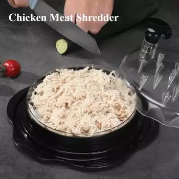 Измельчитель курицы, ручная мясорубка, нескользящая мясорубка для куриной грудки с крышкой, бытовая удобная кухонная утварь, пищевая машина чёрный