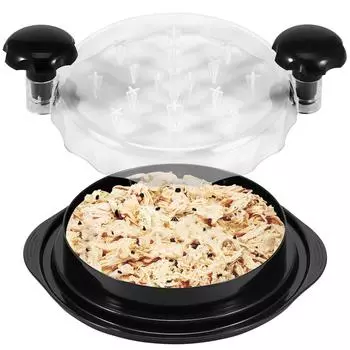 Измельчитель курицы с прозрачной крышкой. Эффективный нескользящий измельчитель мяса. Эргономичная ручка. Измельчитель курицы. красный