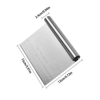 Измельчитель муки из нержавеющей стали со шкалой, резак для теста, скребок для выпечки 15 х 20 х 22 см, скребок для рисовой лапши с рулонной ручкой 15cm