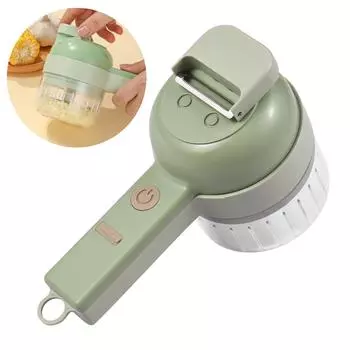 Измельчитель овощей 4 в 1, ручной беспроводной электрический измельчитель еды, набор с питанием от USB для чеснока, чили, лука, сельдерея, имбиря, мяса new style зелёный