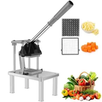 Измельчитель овощей и фруктов, нож для картофеля фри с 2 сменными лезвиями, измельчитель овощей из нержавеющей стали, насадка для нарезки кубиками картофеля и лука