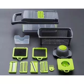 Измельчитель овощей и лука Профессиональная овощерезка Измельчитель для еды Кухонные гаджеты Овощерезка Нарезка кубиками Резак для моркови и чеснока серый