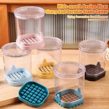 Измельчитель овощей Многофункциональная машина для нарезки кубиками с контейнером и лезвиями из нержавеющей стали Эффективная очистка Нарезка кубиками Кухня Essential Slicer жёлтый