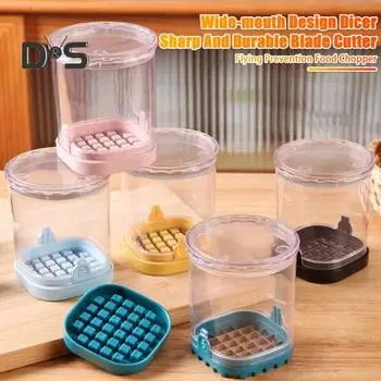 Измельчитель овощей Многофункциональная машина для нарезки кубиками с контейнером и лезвиями из нержавеющей стали Эффективная очистка Нарезка кубиками Кухня Essential Slicer жёлтый