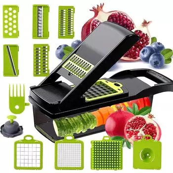 Измельчитель овощей, сверхмощный измельчитель лука с контейнером - прочный нож для нарезки пищевых продуктов, отлично подходит для сальсы, кулинарных гаджетов