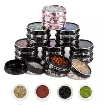 Измельчитель трав из алюминиевого сплава 63 мм с прозрачной крышкой, прочный, 4-слойный, многофункциональный, ручной дозатор специй, металлическая дробилка, измельчитель 63mm золотистый