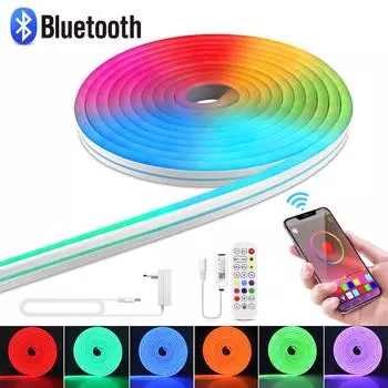 Изменение цвета светодиодные ленты неоновые огни Bluetooth APP управление RGB неоновая вывеска лента для украшения сада на открытом воздухе с вилкой европейского стандарта