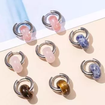 Изменить лучше натуральный камень агат бирюзовый серебряный цвет серьги-кольца женские серьги-кольца из нержавеющей стали массивные висячие пряжки для ушей розовый