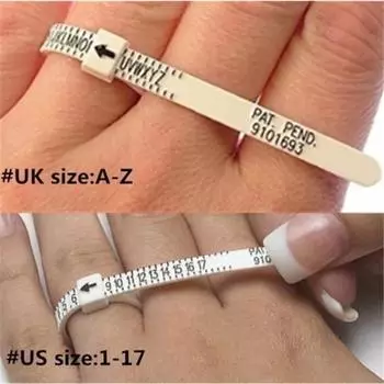 Измерение кольца с помощью английской степени измерения кольца на руке US