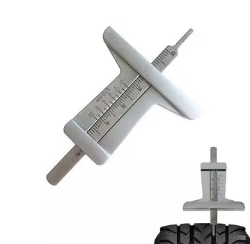 Измеритель глубины протектора шин, Диапазон измерения 0 - 50 мм, Нержавеющая сталь, Набор из 2 штук, Удобный аналоговый инструмент