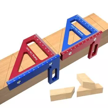 Измерительная линейка для деревообработки 45/90 градусов, треугольная чертилка, квадратный транспортир, алюминиевый сплав