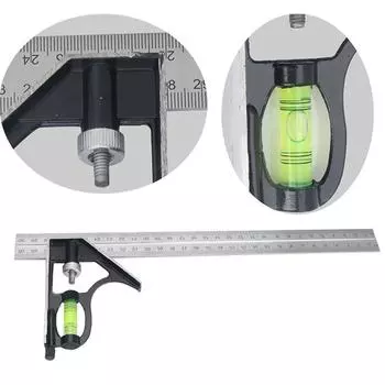 Измерительные инструменты из нержавеющей стали, квадратная метрическая линейка с регулируемым углом, комбинированный уровнемер