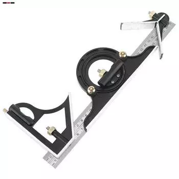 Измерительный инструмент комбинированный угловая линейка 300 мм из нержавеющей стали 180 градусов функциональная деревообрабатывающая угловая линейка с уровнемером деревообрабатывающая Triple use