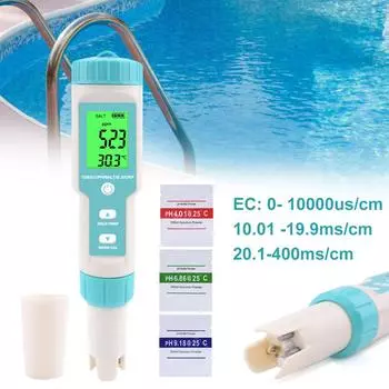 Измеритель pH для аквариумов, 7 в 1: pH/TDS/EC/ORP/соленость/S. G/Temperature Meter C-600 Тестер качества питьевой воды зелёный