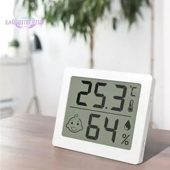 Измеритель температуры Высокоточный цифровой дисплей Многофункциональный мониторинг температуры и влажности Интеллектуальный измеритель температуры Гигрометр Датчик Товары для дома белый