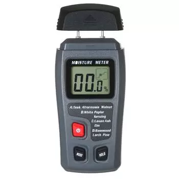 Измеритель влажности древесины, 4 режима, портативный гигрометр, штифтовый прибор для измерения влажности древесины without battery серый