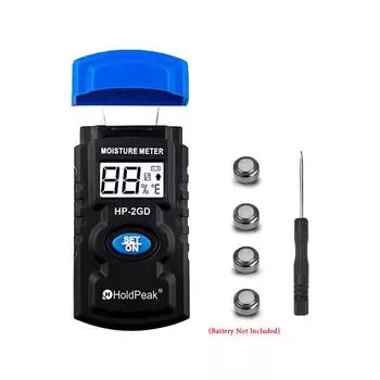 Измеритель влажности древесины, цифровой измеритель влажности штыревого типа для древесины, карманный инструмент для измерения температуры и влажности, подсветка/диапазон испытаний 6-42%