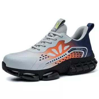 Износостойкая обувь для защиты от ударов и ударов, легкая рабочая обувь для полетов, устойчивая к проколам и ударам, страховка труда Color: 920 gradual change gray; Size: 37