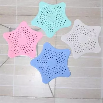 Износостойкая упругая нескользящая подкладка на раковину Фильтрующая сетка Противозасоряющая подкладка для сливного отверстия в полу в виде звезды зелёный