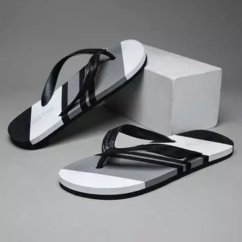 Износостойкие, легкие и дышащие шлепанцы мужские летние нескользящие сандалии для улицы модные мужские пляжные тапочки 39 черный серый