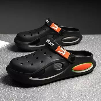 Износостойкие туфли с дырочками на толстой подошве, мужские сандалии для сада и пляжа, повседневная модная сумка, тапочки для мужчин 39 бежевый