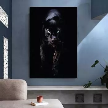 Изображение черного леопарда, эстамп, картина маслом с животными, черный леопард, настенный художественный постер, современное украшение для гостиной, картина для дома 21cm30cm NoFrame