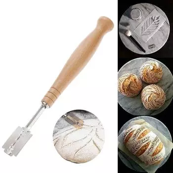 Изогнутая форма для теста с деревянной ручкой, формы для выпечки, кухонная и столовая, резак для выпечки, резак для хлеба, бритвенный инструмент