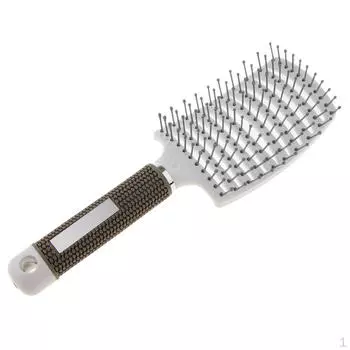 Изогнутая массажная щетка для распутывания волос белый