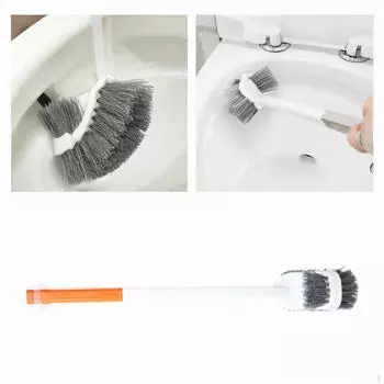 Изогнутая щетка для унитаза, эргономичная щетка для чистки, эргономичная ручка, прочная, щетка для унитаза, туалет оранжевый